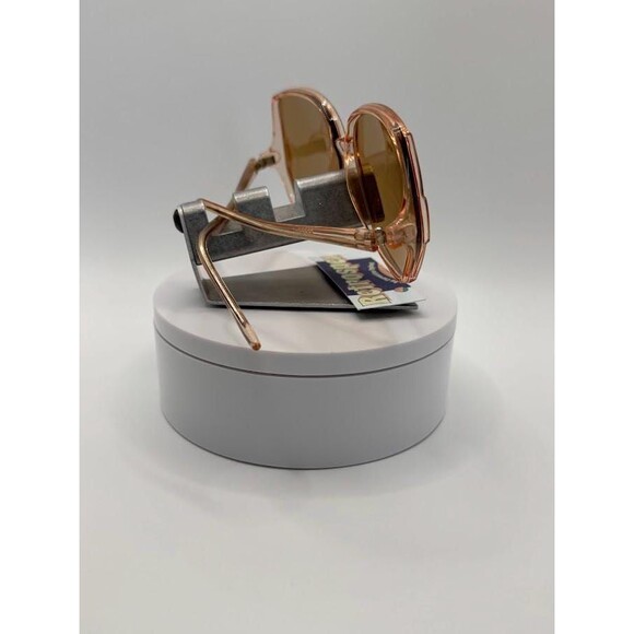 NEW Vintage Oversize Sunglasses Drop Temple Style Crystal Brown Monochrome #830 - Picture 9 of 10